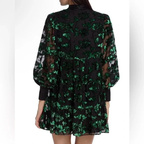Alice + Olivia Black and Green Mini Dress - Picture 2 of 15